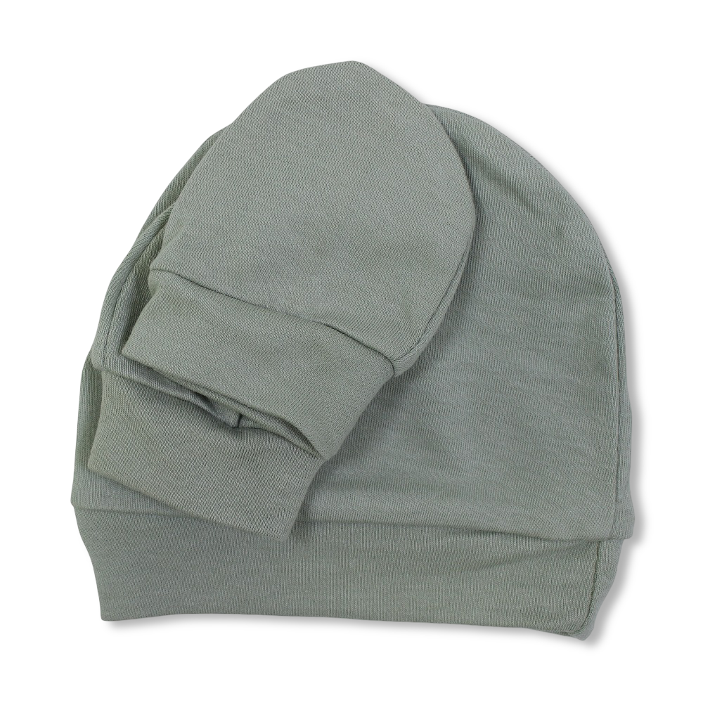 Unisex Baby Cotton Soft Newborn Set – (Beanie + Hand Mittens)