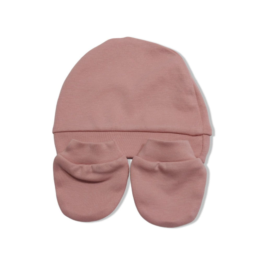 Unisex Baby Cotton Soft Newborn Set – (Beanie + Hand Mittens)