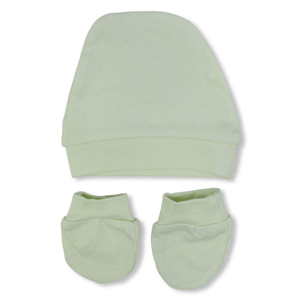 Unisex Baby Cotton Soft Newborn Set – (Beanie + Hand Mittens)