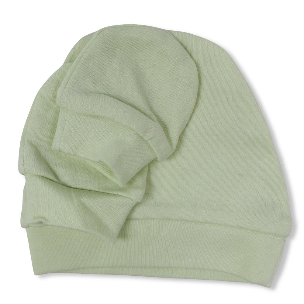 Unisex Baby Cotton Soft Newborn Set – (Beanie + Hand Mittens)