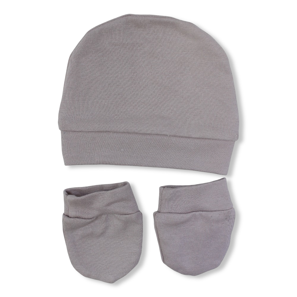 Unisex Baby Cotton Soft Newborn Set – (Beanie + Hand Mittens)