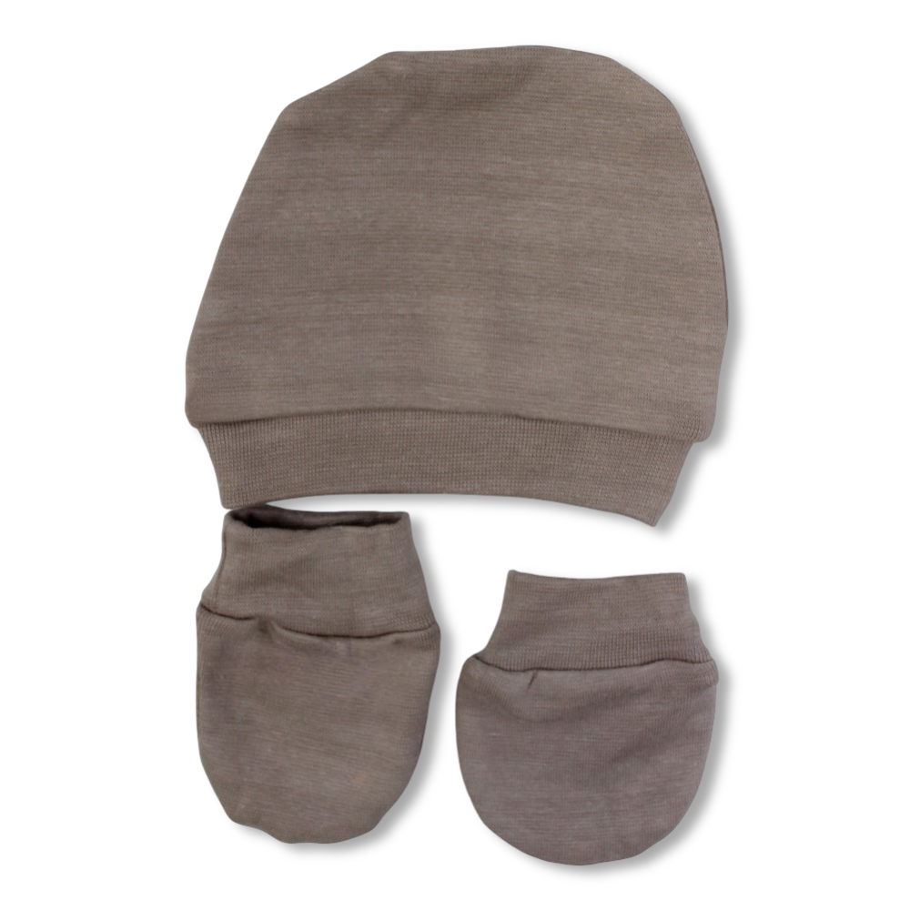 Unisex Baby Cotton Soft Newborn Set – (Beanie + Hand Mittens)