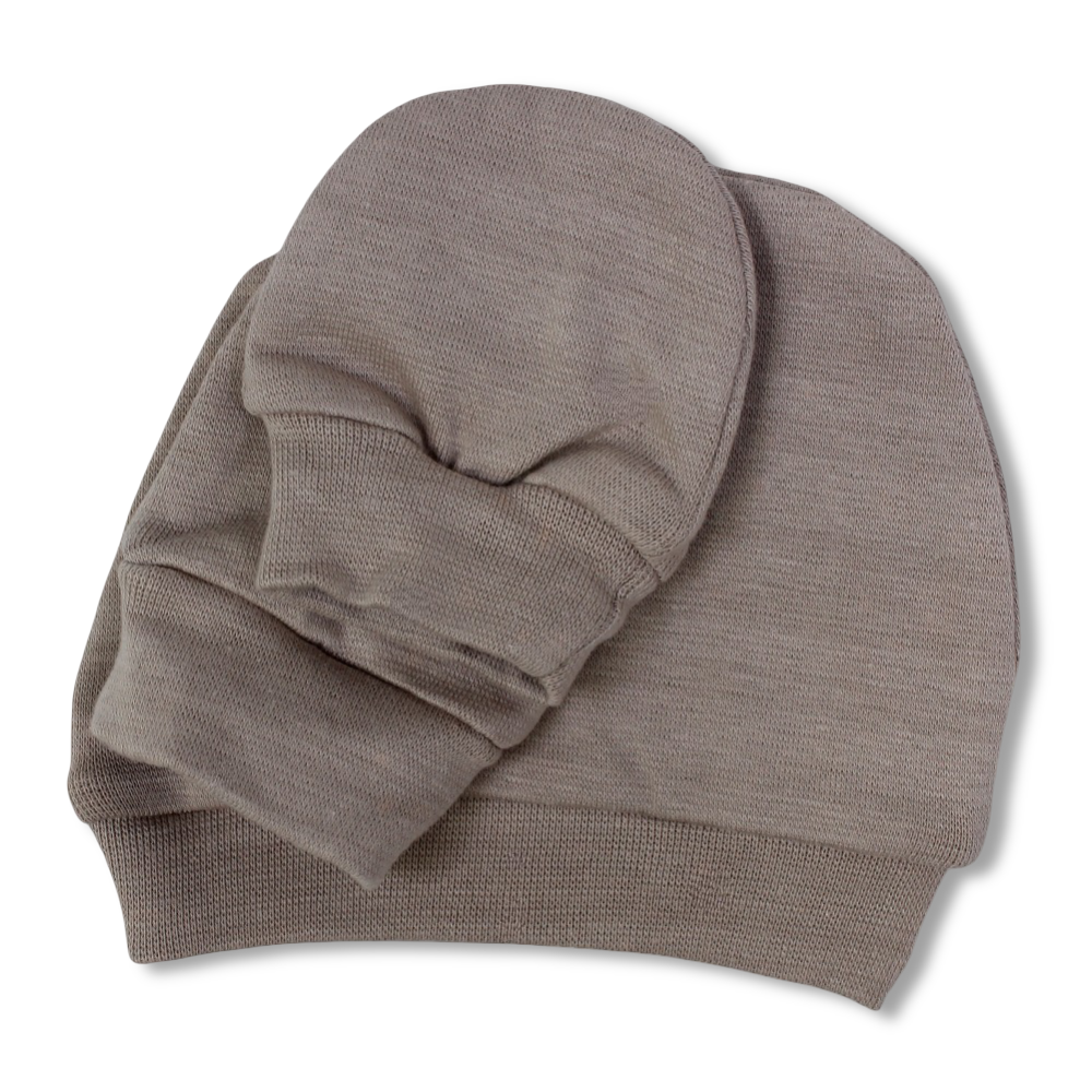 Unisex Baby Cotton Soft Newborn Set – (Beanie + Hand Mittens)