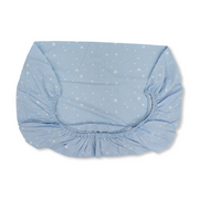 Cotton Bed Sheets Set – White & Baby Blue with Stars Print