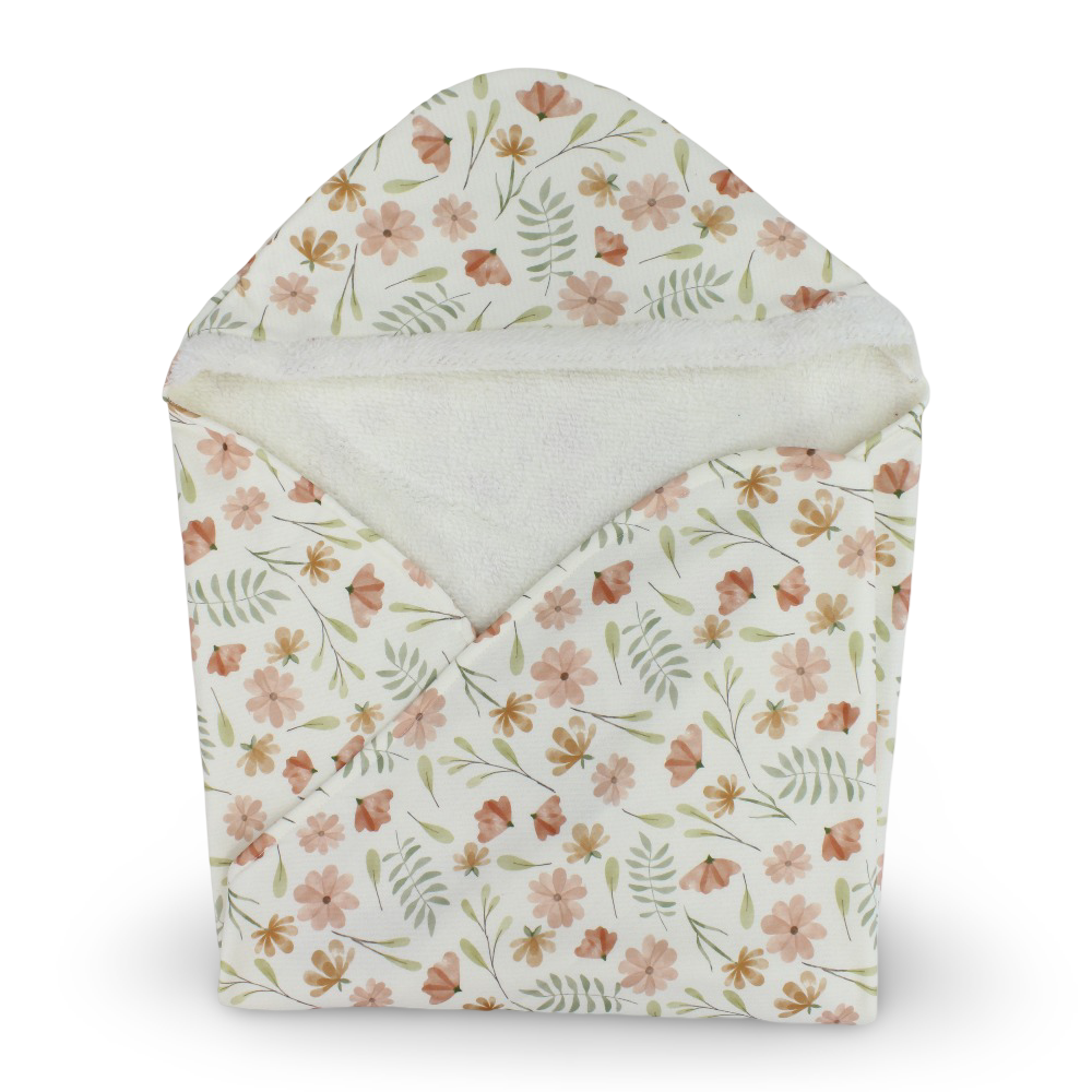 Fleeced Baby Blanket – Off-White with Flowers Print ( 70 * 75 ) - Baby Essentials - Berceau