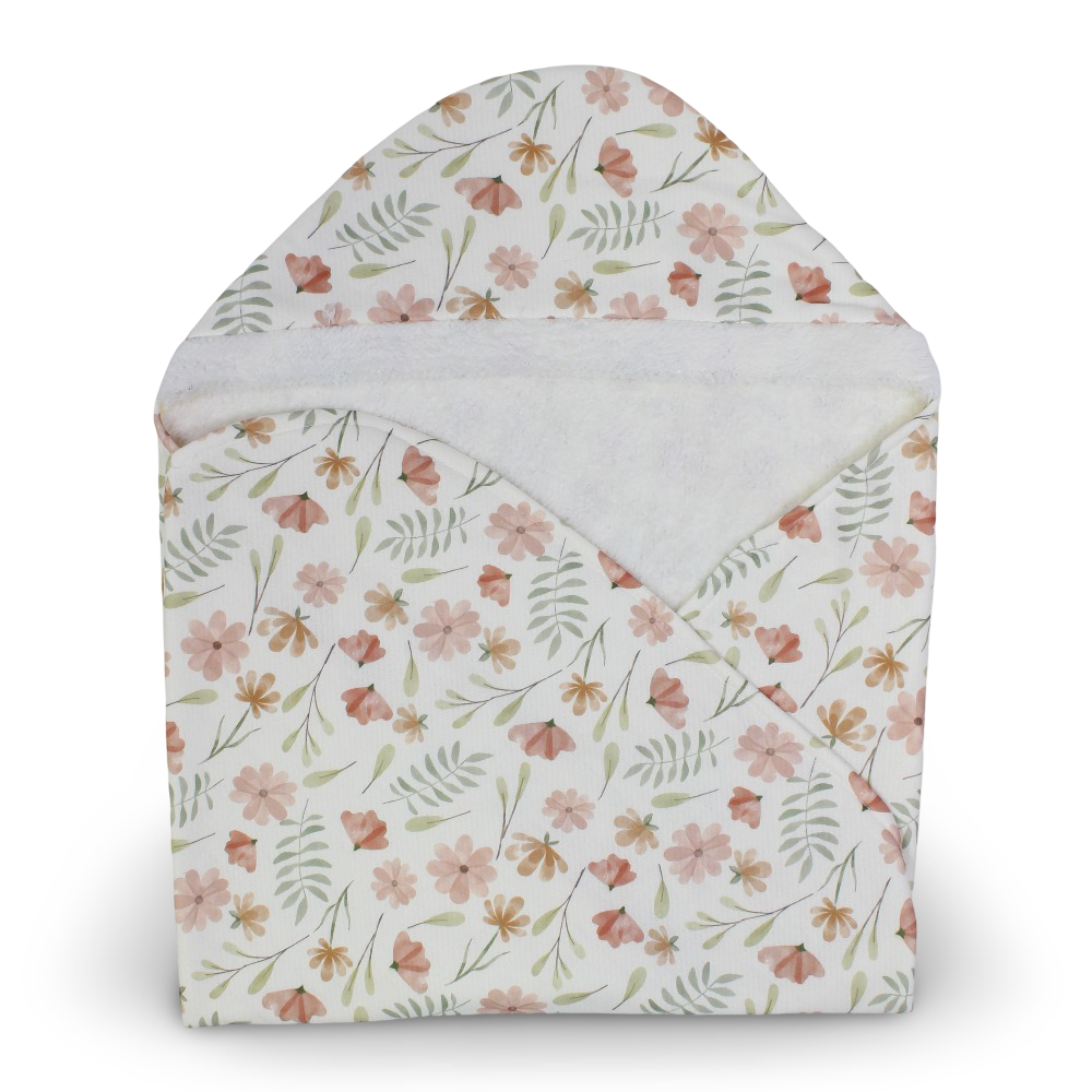 Fleeced Baby Blanket – Off-White with Flowers Print