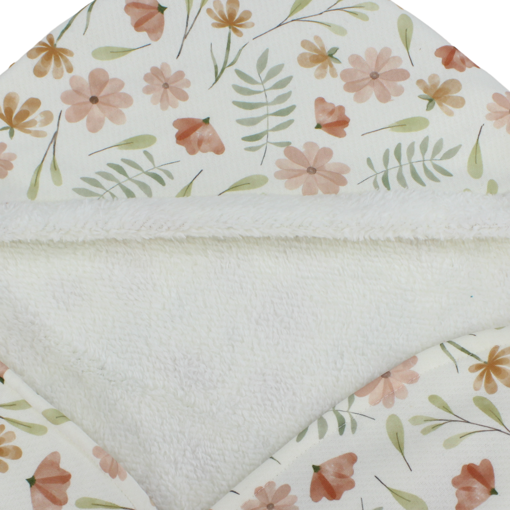 Fleeced Baby Blanket – Off-White with Flowers Print
