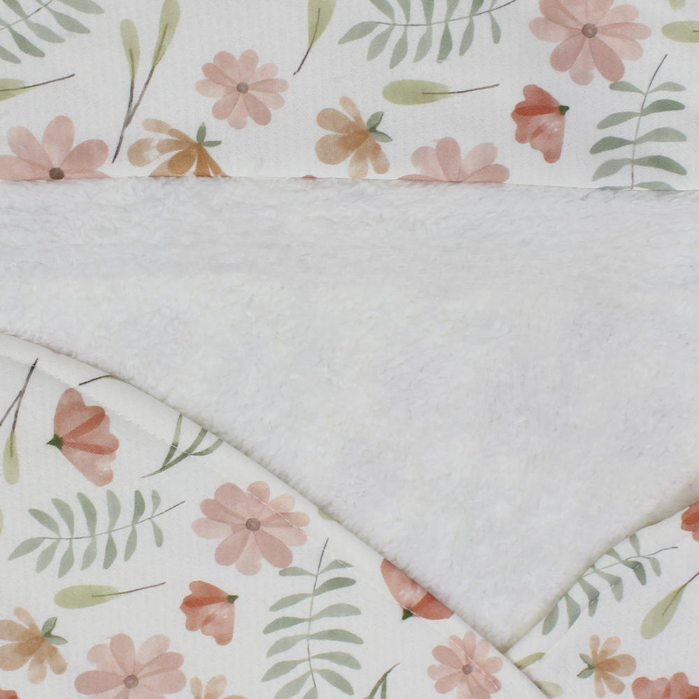 Fleeced Baby Blanket – Off-White with Flowers Print