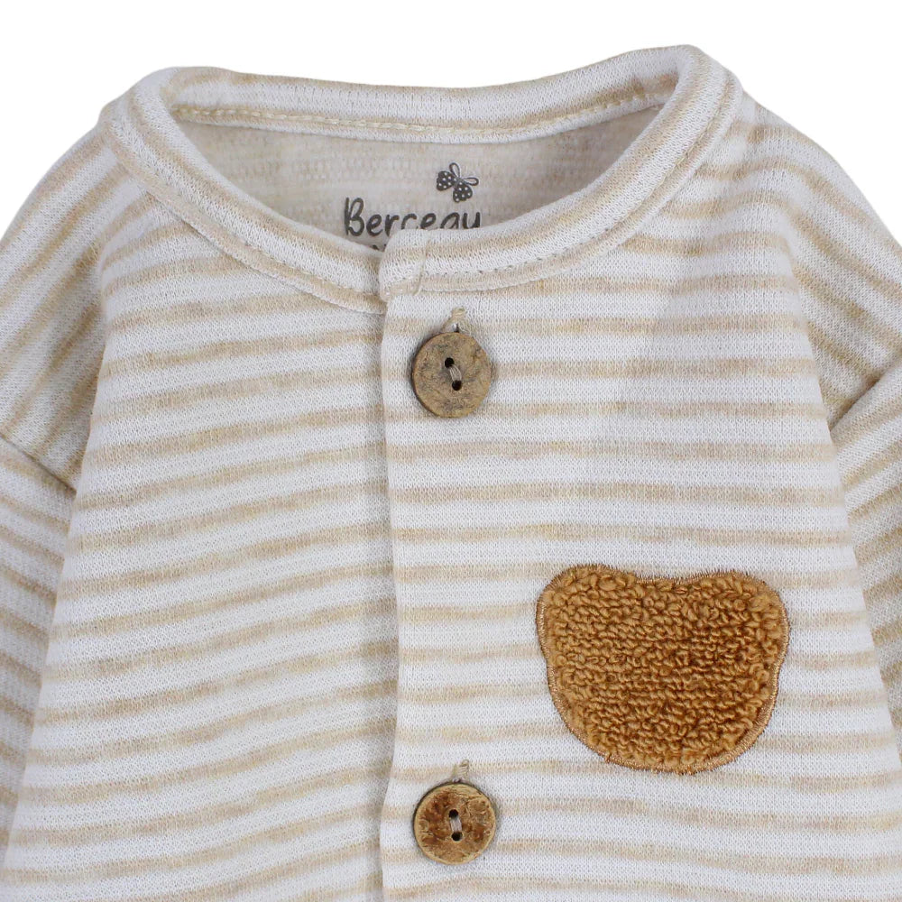 Baby Boys Baby Footie – Striped Beige Design