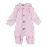 Baby Girls Cotton Hooded Baby Footie – Pink