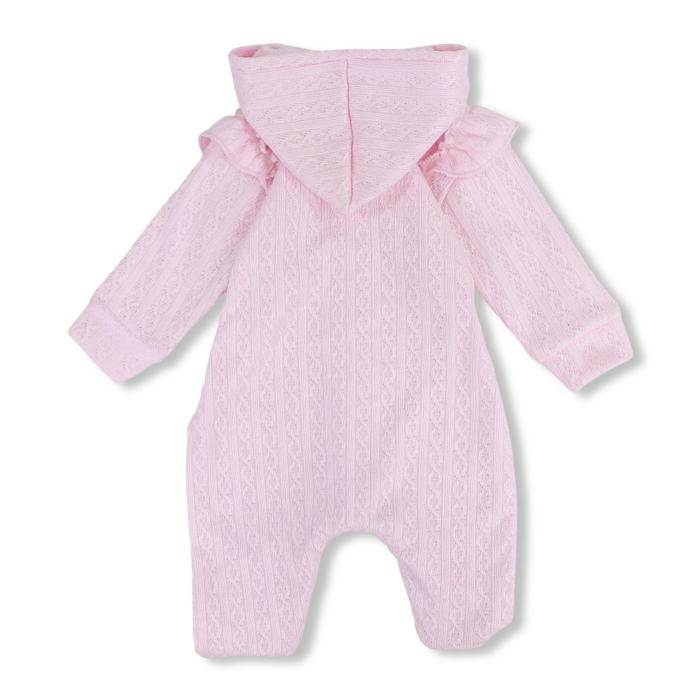 Baby Girls Cotton Hooded Baby Footie – Pink