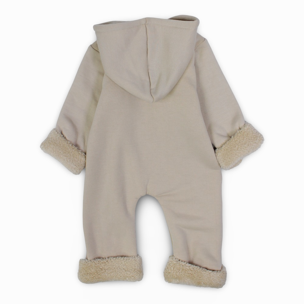 Baby Boys Hooded Overall - Beige with Animals Print