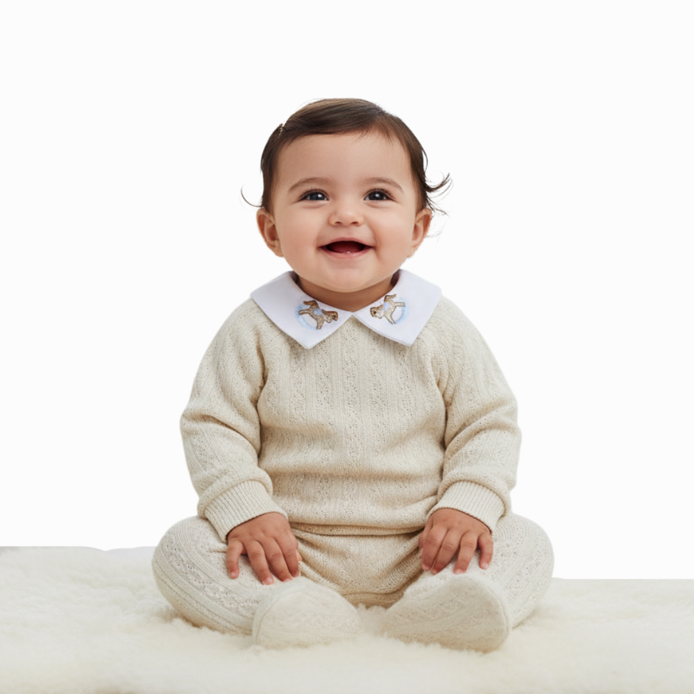 Baby Boys Cotton Baby Footie - Cute Horse Design