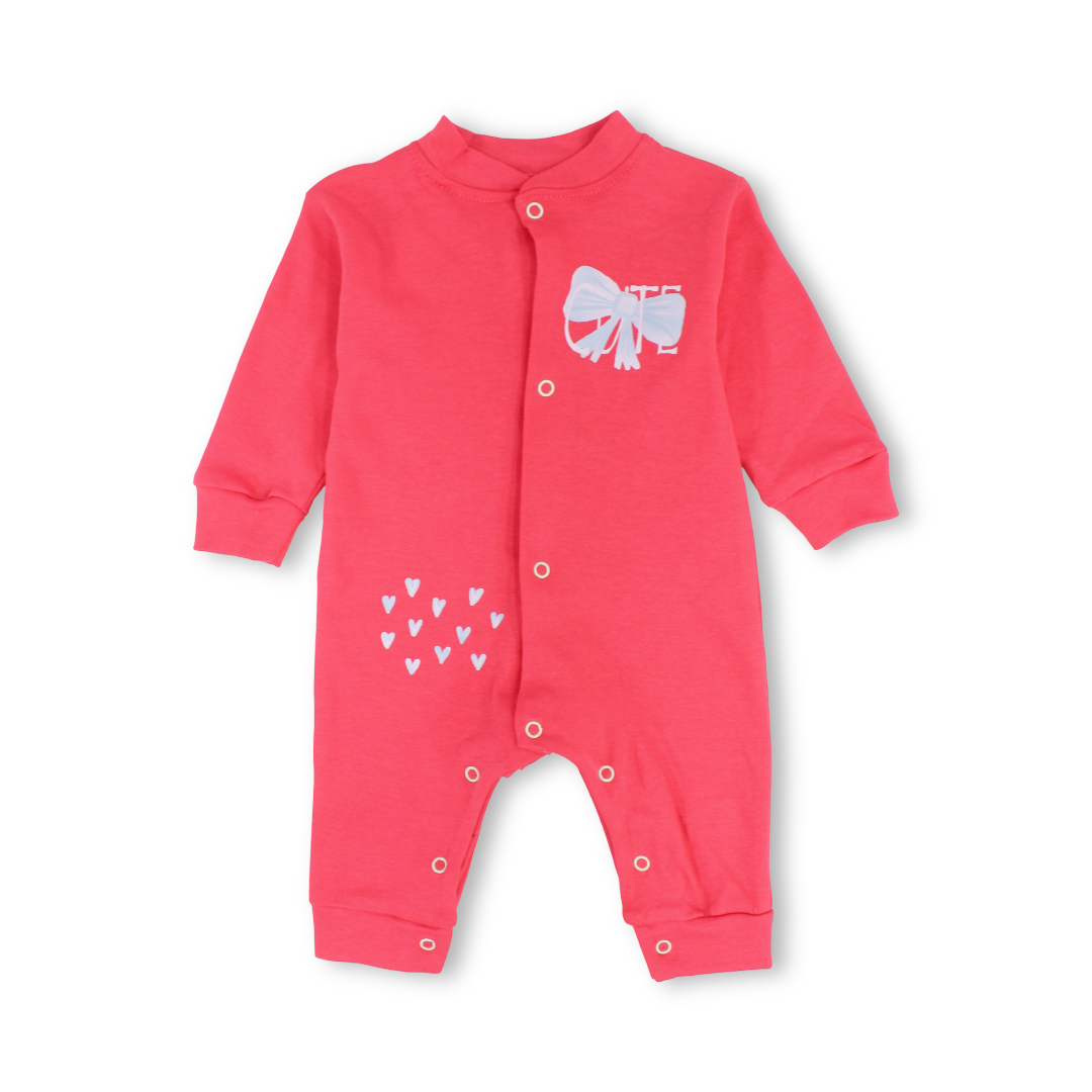 Baby Girls Cotton Footless Onesie – Watermelon with Bow Print