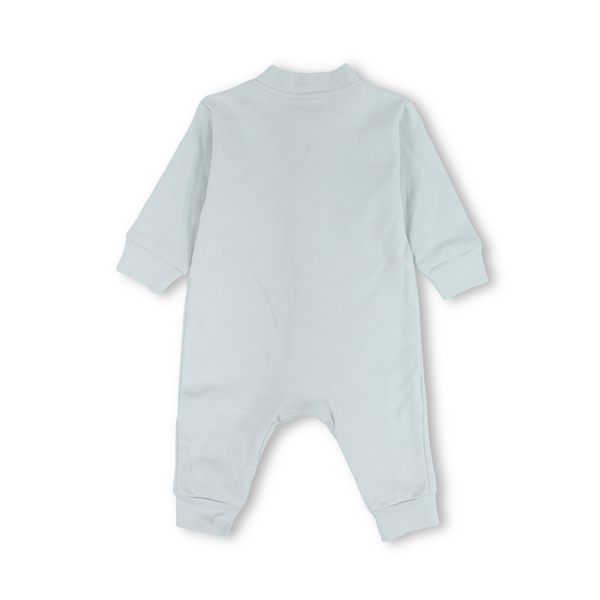 Baby Girls Cotton Footless Onesie – Baby Blue with Bow Print