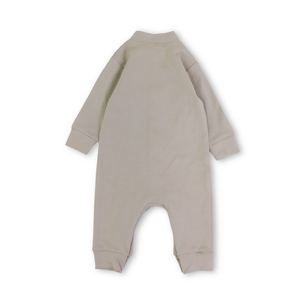 Baby Boys Cotton Footless Onesie – Beige with Puppy Print