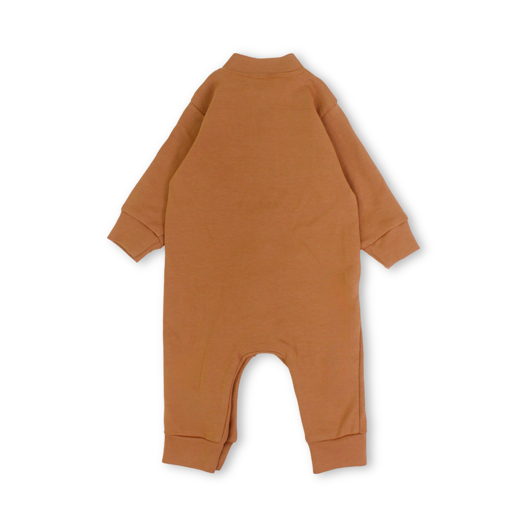 Baby Boys Cotton Footless Onesie – Brick with Puppy Print