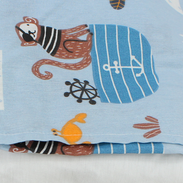 Baby Pillow with Pillowcase – Light Blue with Pirate Animal Print