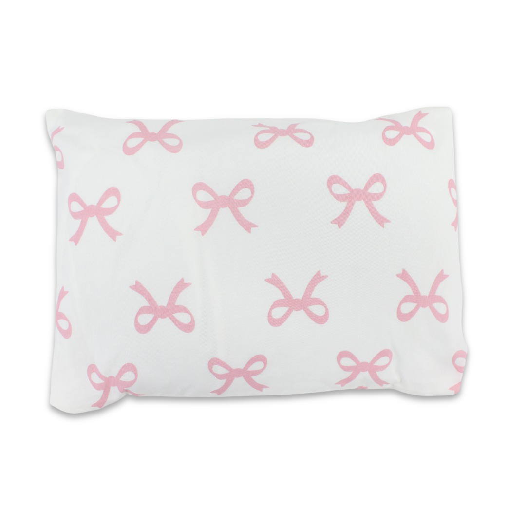 Cotton Pillow + Pillowcase – Off-White with Bows Print