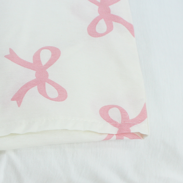 Cotton Pillow + Pillowcase – Off-White with Bows Print