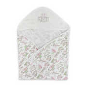 Cotton Baby Blanket – Pink & White with "ABC" Print