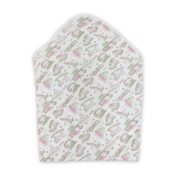Cotton Baby Blanket – Pink & White with "ABC" Print