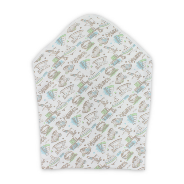 Cotton Baby Blanket – Baby Blue & White with "ABC" Print