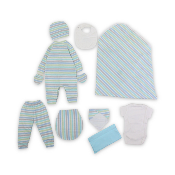 Baby Boys Cotton Gift Clothes Box – Aqua & White