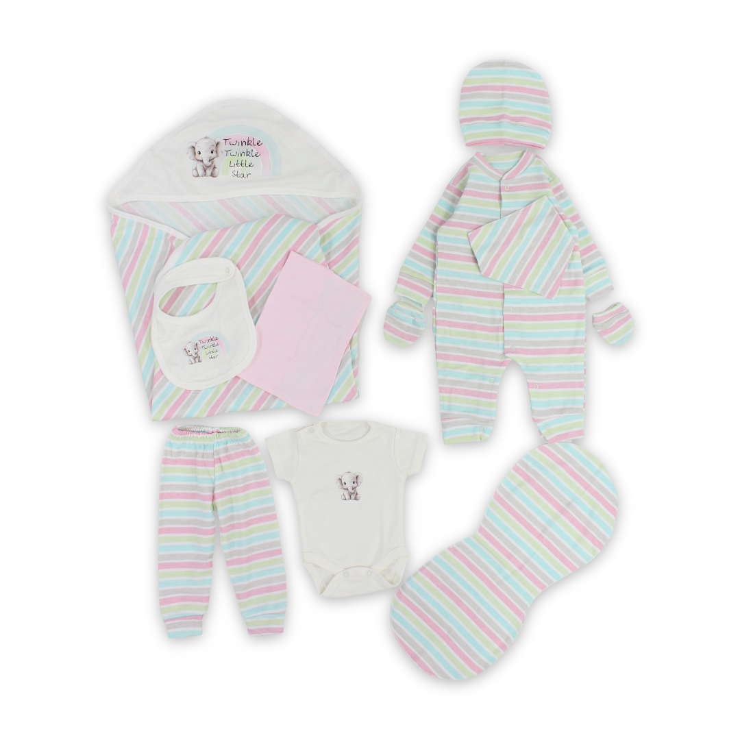 Baby Girls Cotton Gift Clothes Box – Pink & White