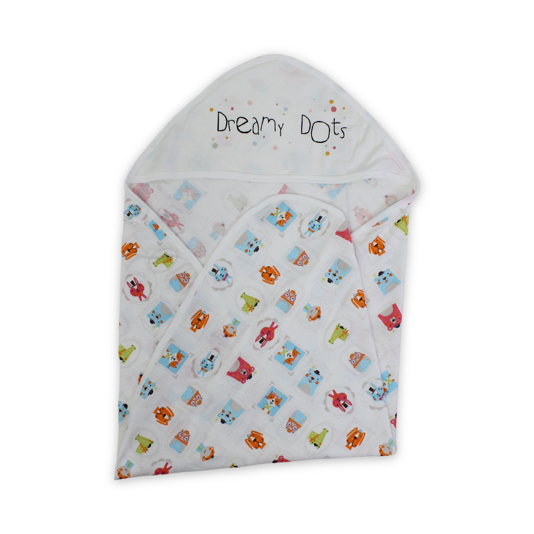 Cotton Baby Blanket – Off-White with "Dreamy Dots" Print