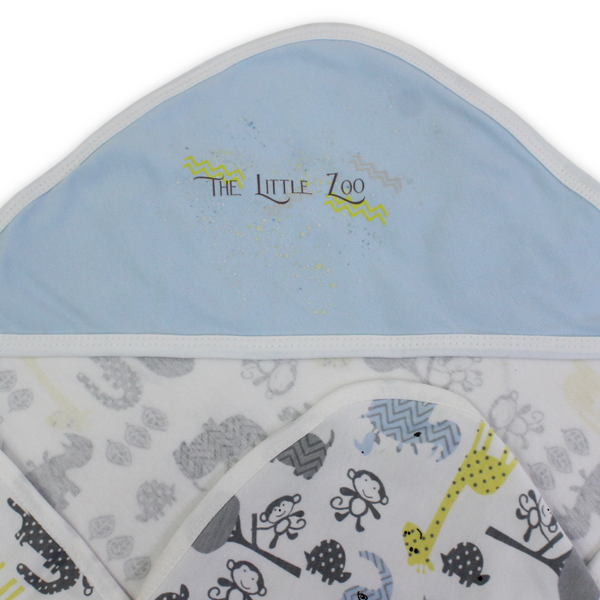 Cotton Baby Blanket – White with "The Little Zoo" Print
