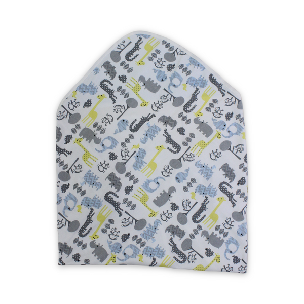 Cotton Baby Blanket – White with "The Little Zoo" Print