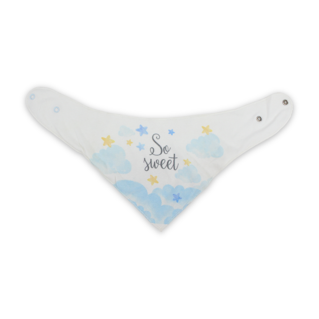 Cotton Baby Bib – White with "So Sweet" Print