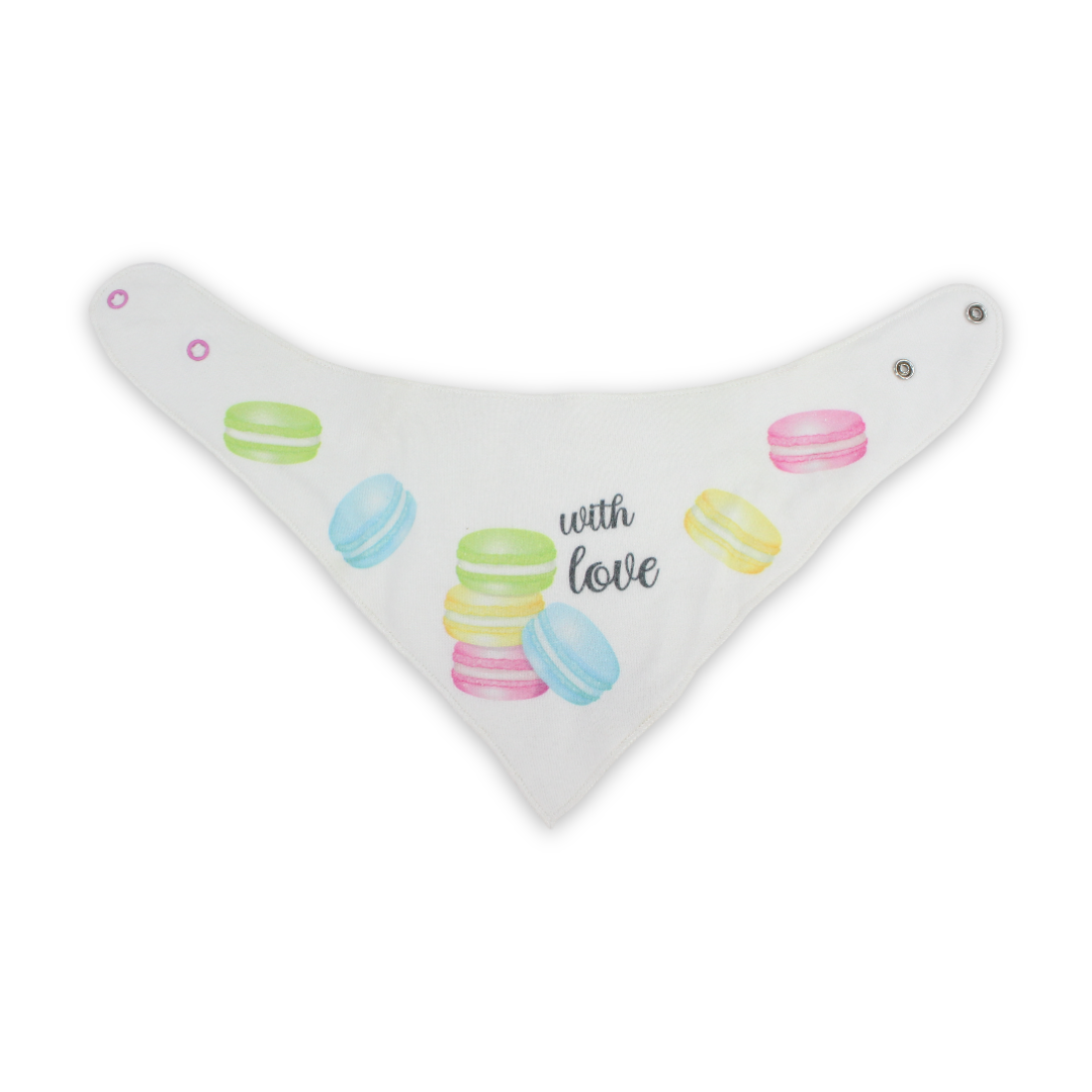 Cotton Baby Bib – White with "With Love" Print