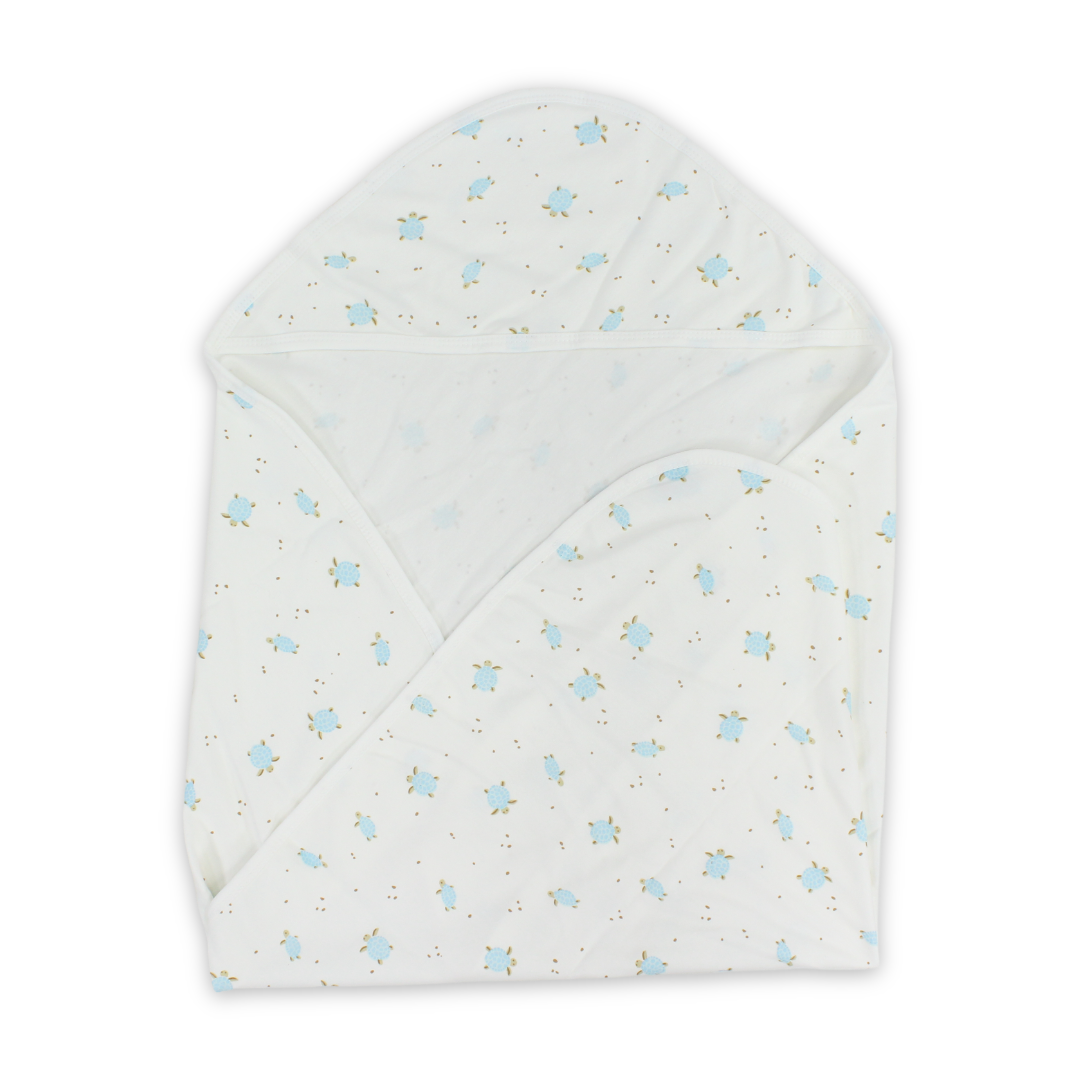 Cotton Baby Blanket – White with Turtles Print