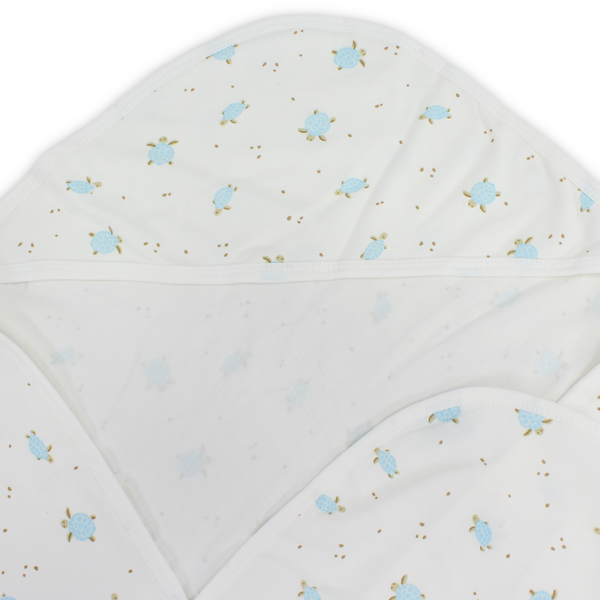 Cotton Baby Blanket – White with Turtles Print