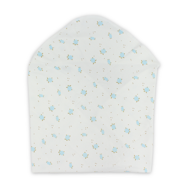 Cotton Baby Blanket – White with Turtles Print