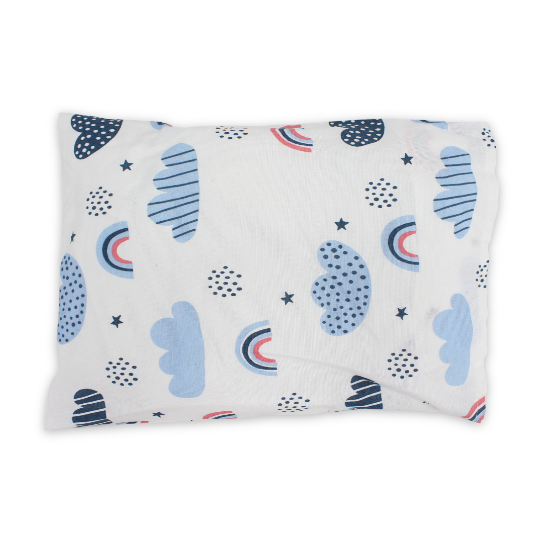 Cotton Baby Pillow – White with Rainbow Print