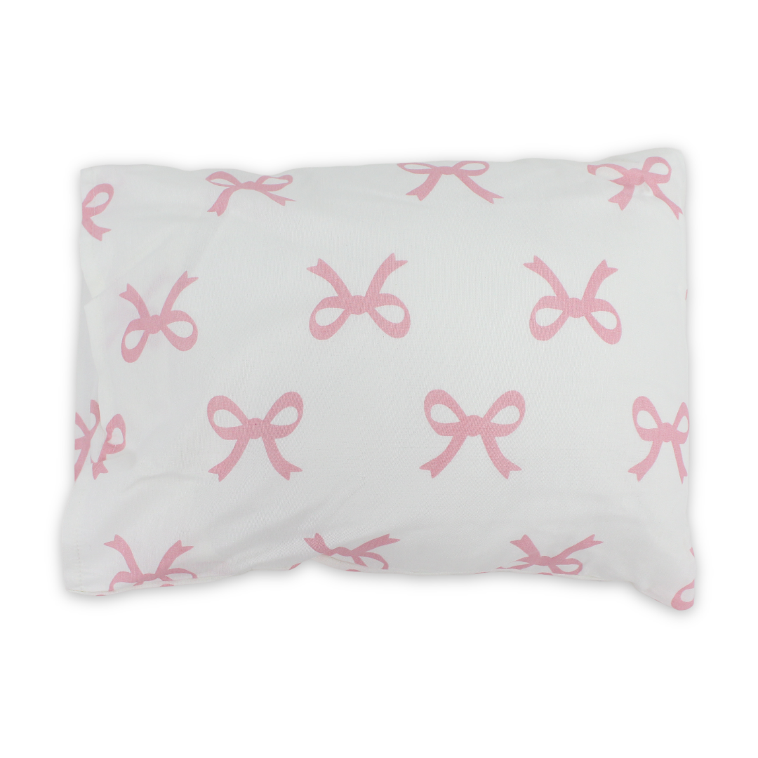 Cotton Baby Pillow – Off-White with Bows Print