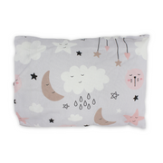 Cotton Baby Pillow – Grey with Clouds & Stars Print