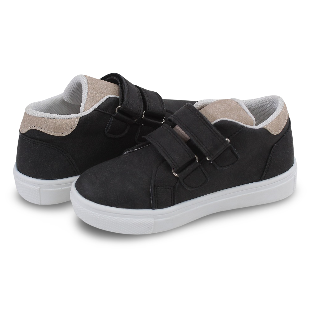 Unisex Leather Sneakers – Black/Beige