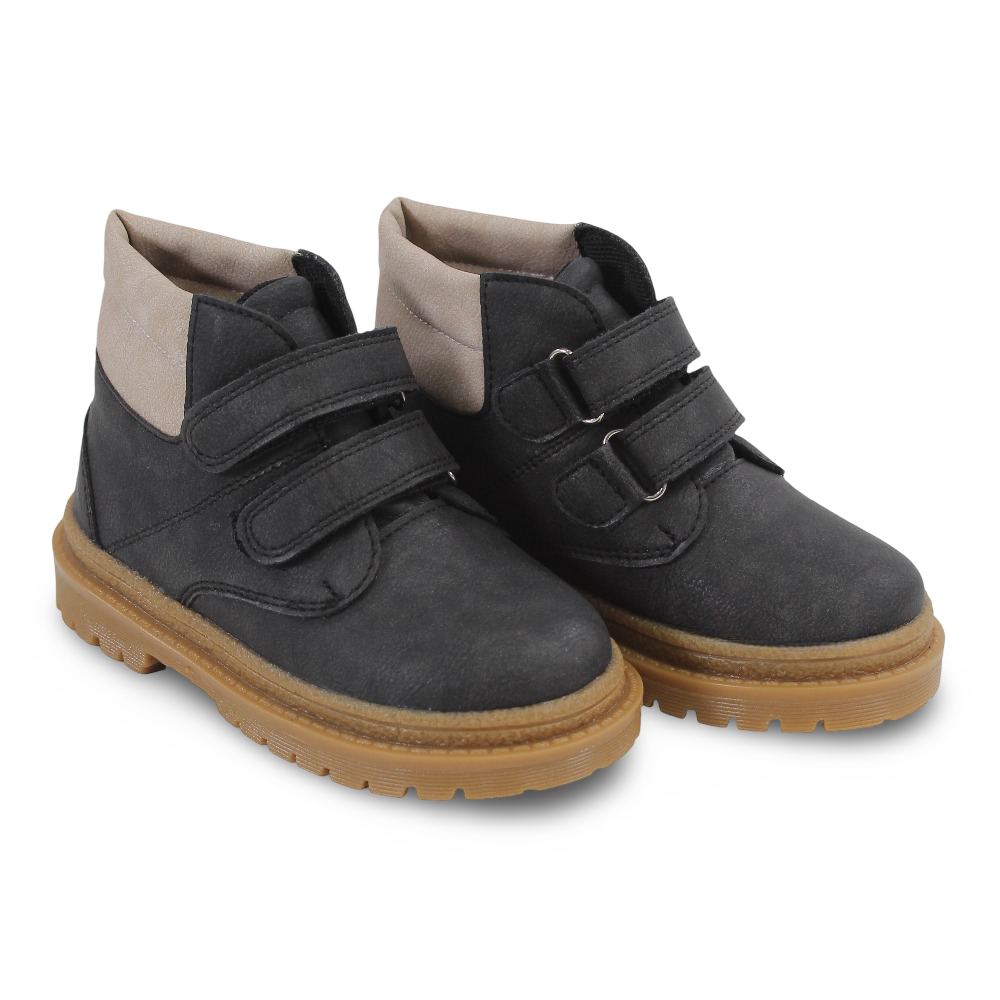 Unisex Leather Half Boots – Black/Beige