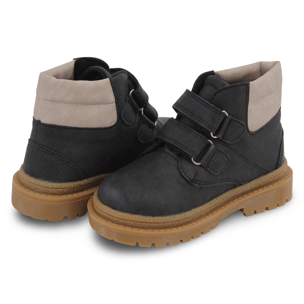 Unisex Leather Half Boots – Black/Beige