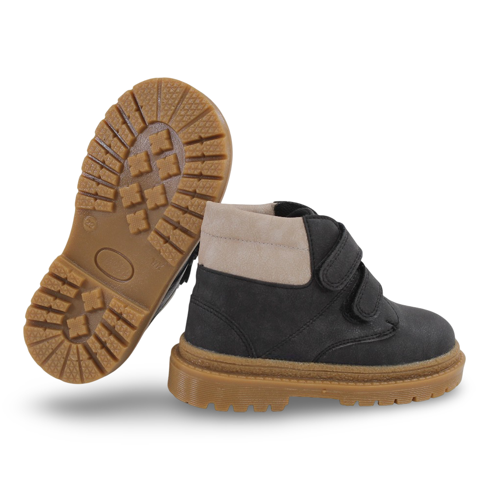 Unisex Leather Half Boots – Black/Beige