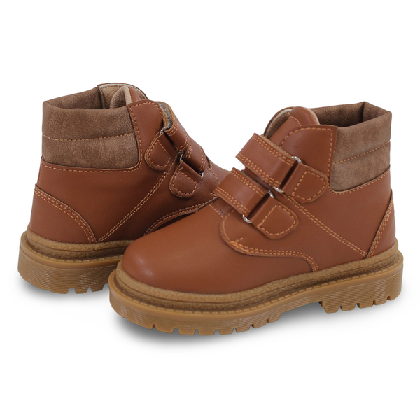 Unisex Leather Half Boots – Brown & Double Velcro Design
