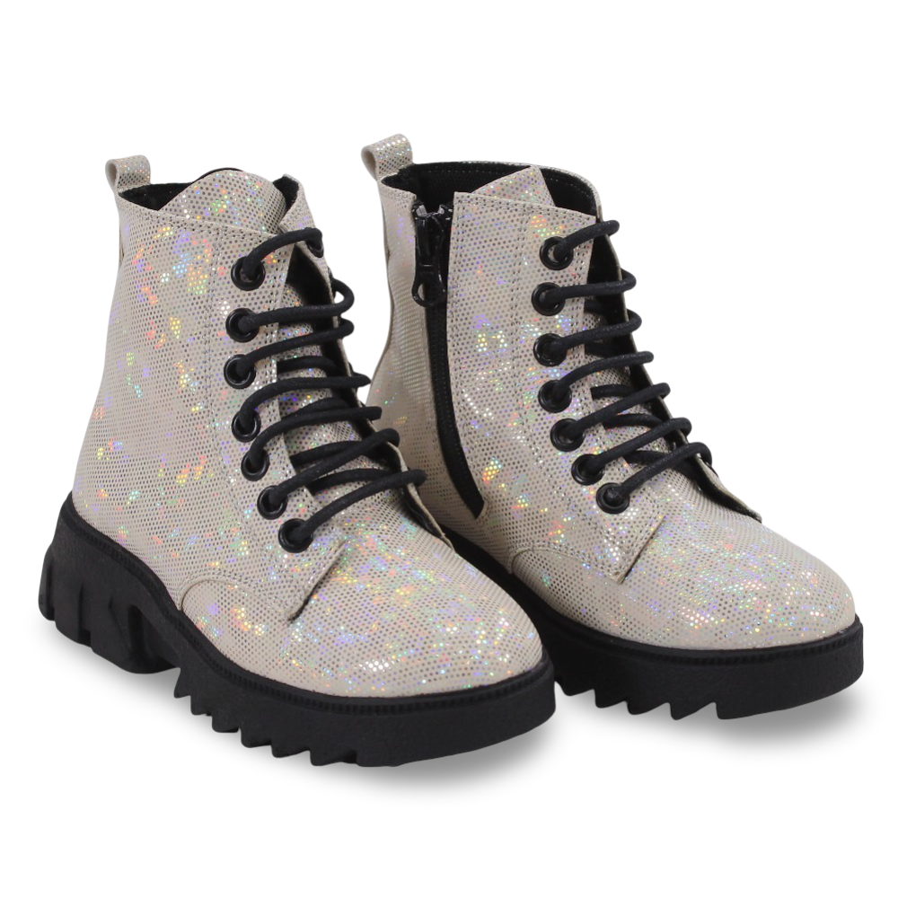 Girls Leather Half Boots – White