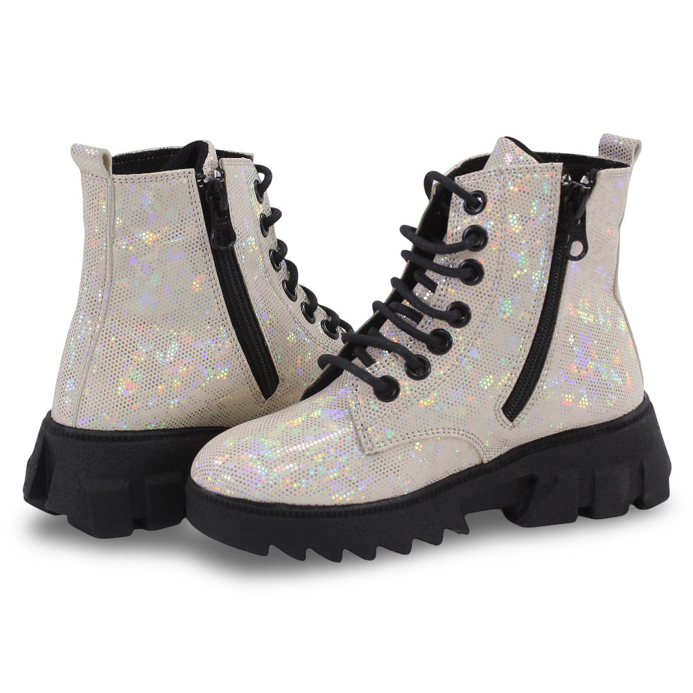 Girls Leather Half Boots – White