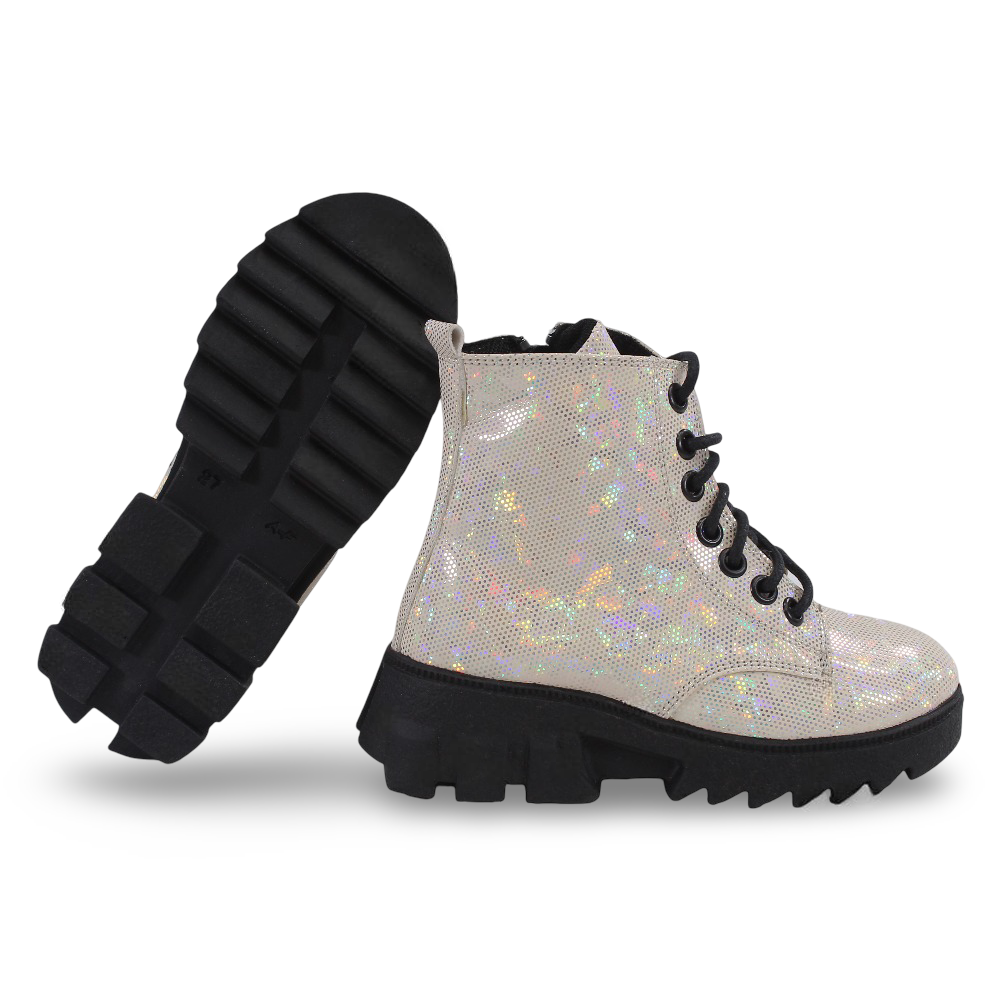 Girls Leather Half Boots – White