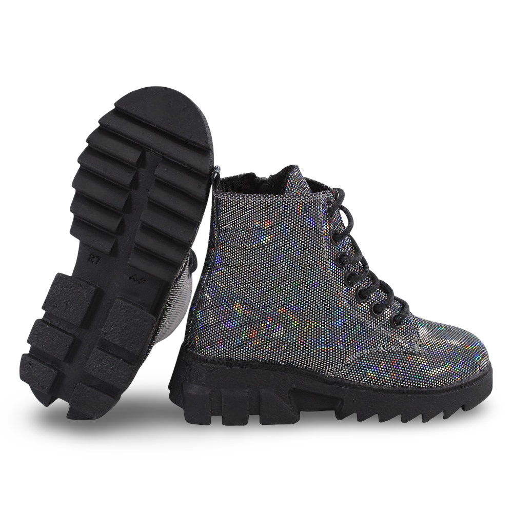 Girls Leather Half Boots – Black