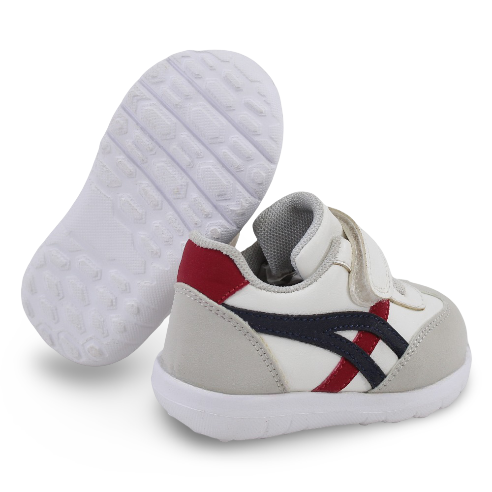 Unisex Baby Leather Sneakers – White/Blue/Red